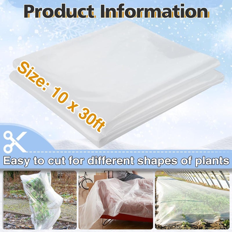 Alphatool Greenhouse Cover Plastic Sheeting - 10 x 30 ft Plant Covers Freeze Protection, Frost Cloths for Outdoor Plants, Clear Floating Row Cover for Outdoors Garden Plants Vegetables Crops - Image 4